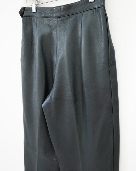 Deep Green High Wasted Leather Pants - image 4