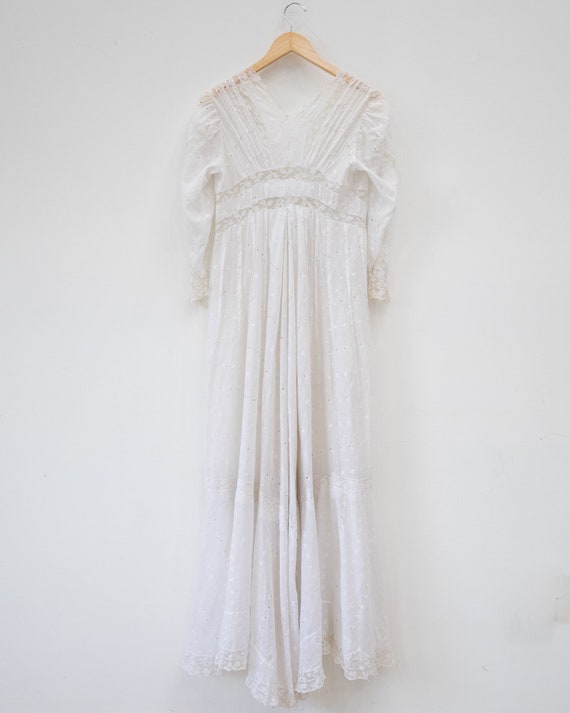 1910's Edwardian Lace Muslin Gown - image 7