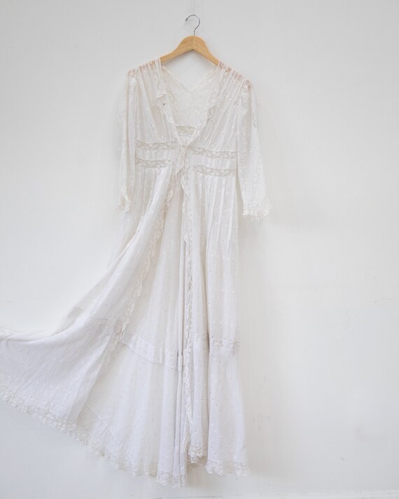 1910's Edwardian Lace Muslin Gown - image 8