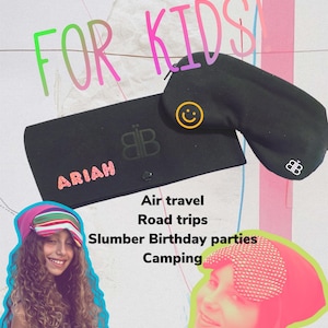Zip-up beanie with integrated moldable eye mask in Black The Butterfly Hat image 8
