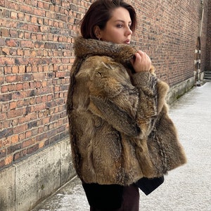 Vintage Fuchs Pelzjacke Echtinsel Fuchs Koyote M 38 Sand Silber gold Pelz
