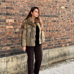 Vintage Fuchs Pelzjacke Echtinsel Fuchs Koyote M 38 Sand Silber gold Pelz