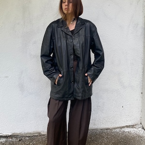 Vintage real leather jacket, leather coat, vintage leather, leather blazer, unisex lether jacket, 80s jacket, black leather blazer
