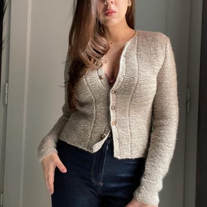 Vintage knitted sweater,Austrian wool sweater, Tyrol jacket, vintage knitted cardigan, biege wool cardigan, wool sweater, Austrian jacket