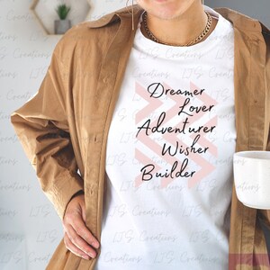 Soñador, Amante, Constructor, Boss Babe, Chicas a cargo, Inspiración, Objetivos de vida, Más fuerte juntos Archivo SVG