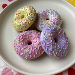 Set of 4 Handmade Novelty Vanilla Donut Sewing Weights | Polymer Clay Pattern Weights | 2.5oz