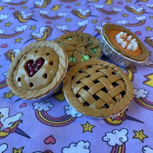 Set of 4 Handmade Novelty Fruit Pie Sewing Weights | Polymer Clay Pattern Weights | 2.5oz