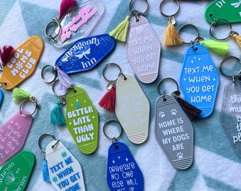 Cute and Funny Motel Keychains | Retro | Keychain | Favor | Gifts for Her | Unique | Handmade | Gift | Vintage Keychain | Shower | Colorful