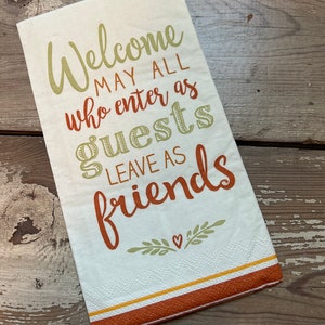 3 Welcome Paper Napkins-Decoupage Crafts