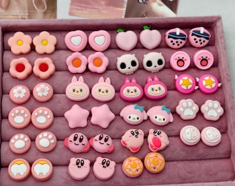 2pcs Cute Pink Thumb Grip Caps for Switch/Switch LITE/Switch OLED,Joystick Covers, Nintendo Accessories,Joy-con Silicone Cover,Gift For Her