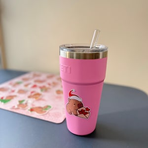 Adesivo fofo de capivara de Natal, adesivos de capivara, adesivos de feriado feitos à mão, ideia perfeita para presente de Natal, adesivos divertidos de capivara kawaii