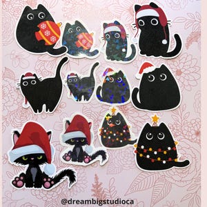 Stickers chat grincheux, Stickers chat de Noël, Stickers thème Noël, Stickers animaux rigolos sarcastiques, Stickers chats mignons, Stickers amoureux des chats