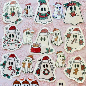 Adesivo com tema de Natal, Adesivos fofos de fantasmas, Adesivo de fantasma de Natal, Adesivos artesanais, Adesivos fofos para melhor amiga, Ideia de presente para melhor amiga
