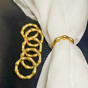 6/12 stücke Gold Bambus Serviettenringe Für Tisch Dekore Gold Bambus Stapeln Gewebe Servietten Schnalle Halter Set Für Hochzeit Abendessen Urlaub Täglich