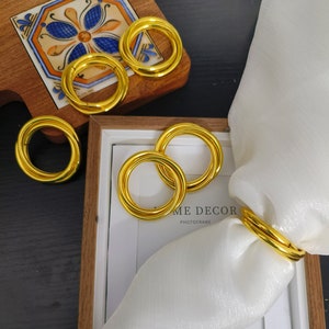 12/24 Stück Serviettenringe Gold Dreifach Kreis Serviettenringe Einfach Elegant Chic Tischdekoration Minimalismus Für Einweihungsparty Hochzeiten Partys Urlaub & mehr