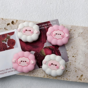 Kawaii Sheep Thumb Grips for Switch/Switch Lite/Switch OLED, Joy-Con Joystick Covers, Cute Thumb grip for Nintendo Switches,Fluff Pink Sheep