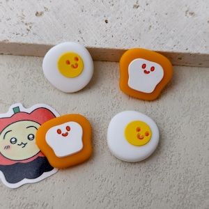 4pcs Cute Egg Toast Thumb Grips for Nintendo Switch/Switch Lite/Switch OLED, Cute kawaii Joy-Con Joystick Covers, Gift idea