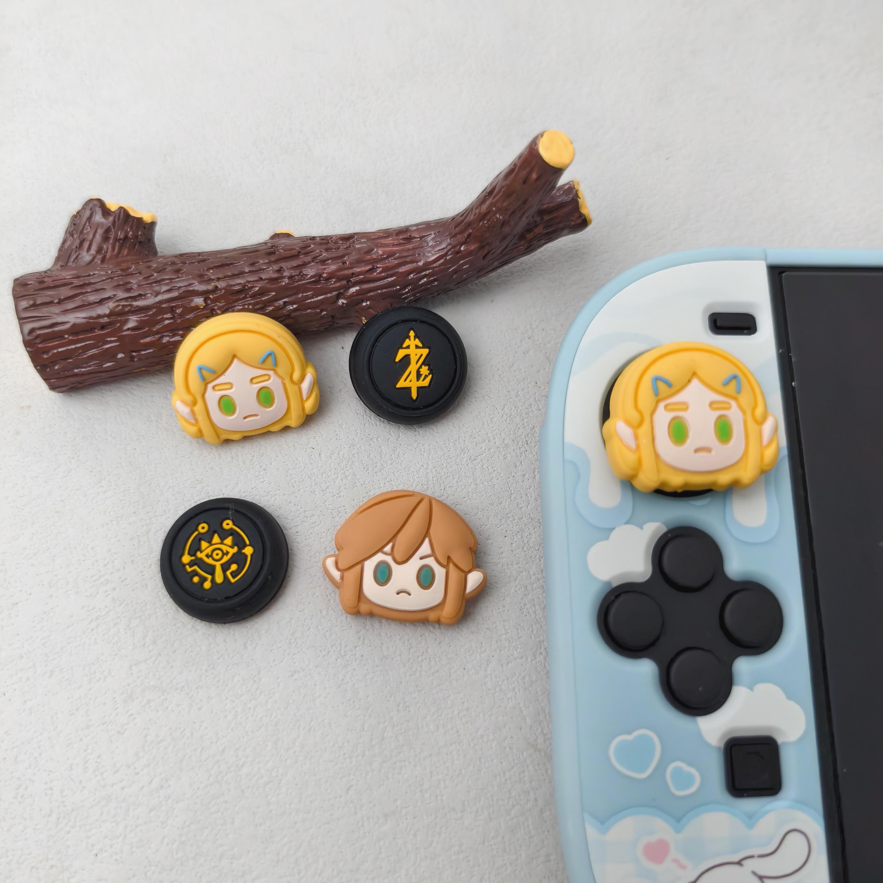 Switch 2 Joystick Covers,Cute Silicone Thumb Grip Switch 2,2025 Nintendo Switch 2 Accessories,Gamer Gift Idea,kawaii Link and Princess Zelda
