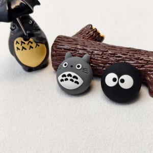 2pcs Totoro & Soot Sprite Thumb Grip Caps for Nintendo Switch/Switch Lite/Switch OLED, Cute Anime Joystick Covers, Kawaii Gamer Gift Idea