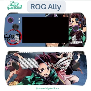 ROG Ally スキン ビニール ステッカー セット - プレミアム デザイン、保護 ASUS Rog Ally ゲーム コンソール アニメ 鬼滅の刃 スキン カバー デカール ビニール スキン