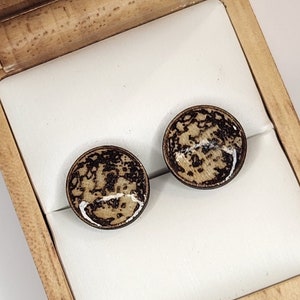 Wood Moon Stud Earrings