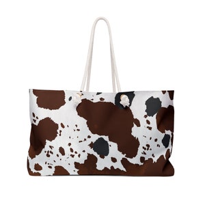 Cow Print Weekender Bag, tote bag, travel, beach bag