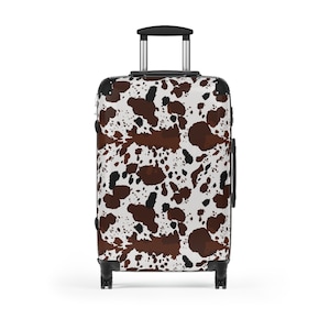 Cow Print Suitcase, Unique Luggage, Travel accessories, gift