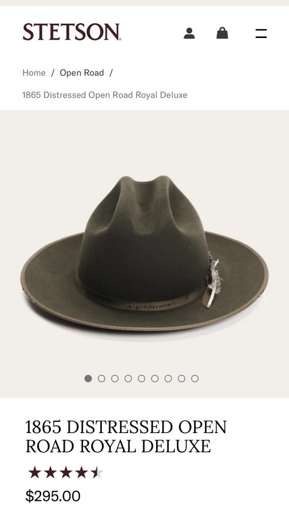 Stetson Open Road Royal Deluxe Distressed 1865 Silverbelly 7 1/8