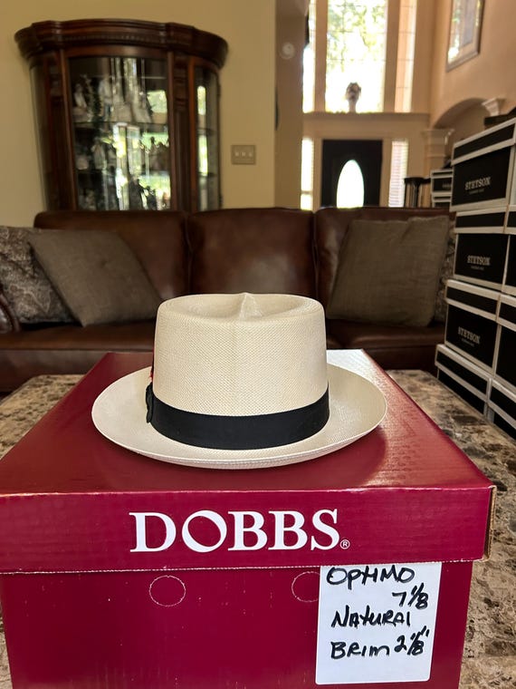 Vintage Dobbs Optimo Shantung Panama Straw Hat Woth Hat Box Vintage Dobbs Optimo Shantung Panama Straw Hat Woth Hat Box  main image 2