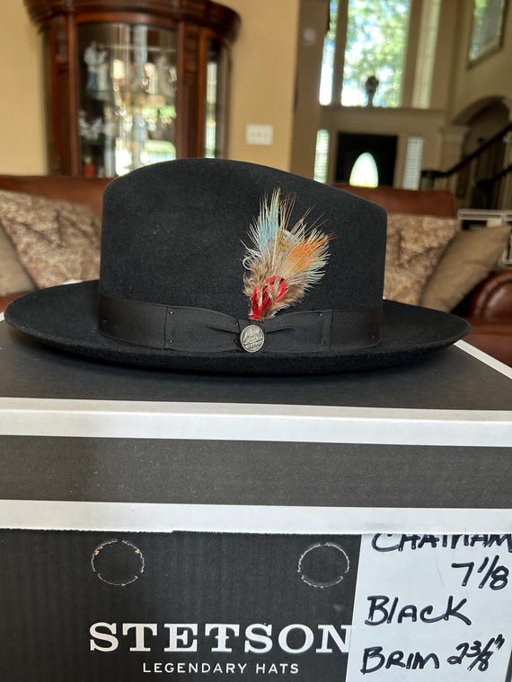 Stetson Chatham Royal Deluxe Black 7 1/8 Quality Fedora! - Etsy display picture 3