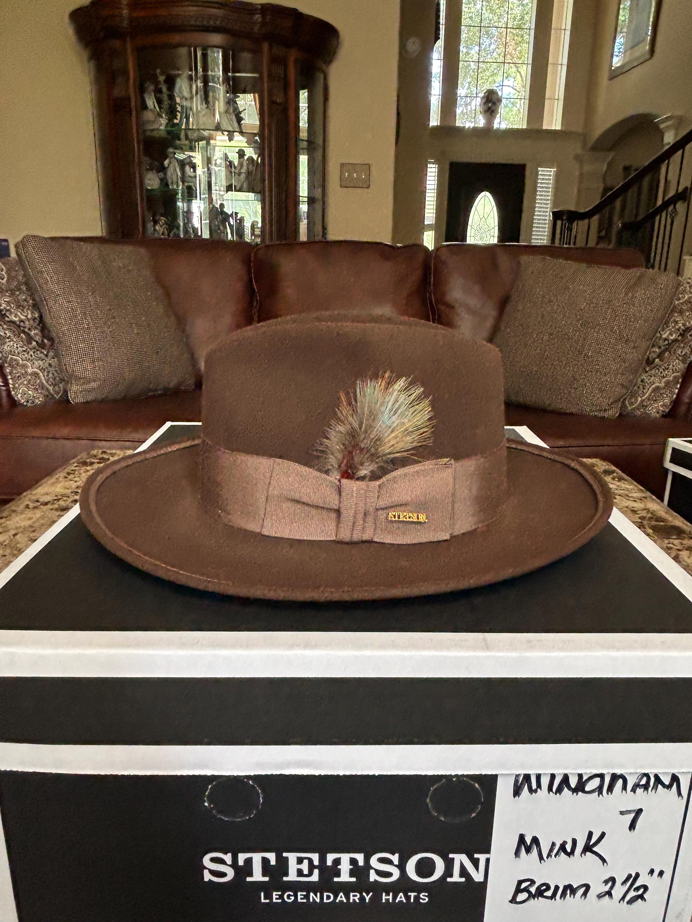 Chapeau Fedora Vintage The Sovereign Stetson Eddie Bauer - Taille 58 (7 1/4) - Gris
