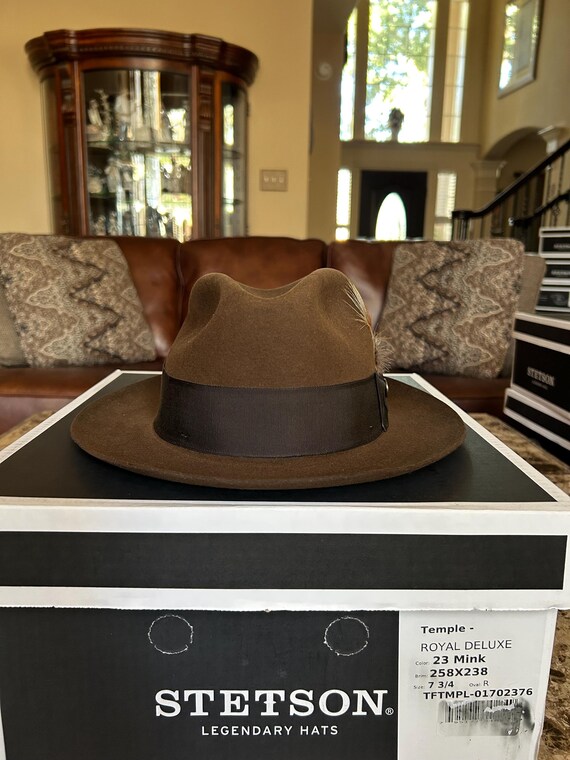 Stetson Felt Fedora with Brown and White Interior Stetson Midtown Wool Felt Wide Brim Fedora Hat | DAPPERFAM main image 4