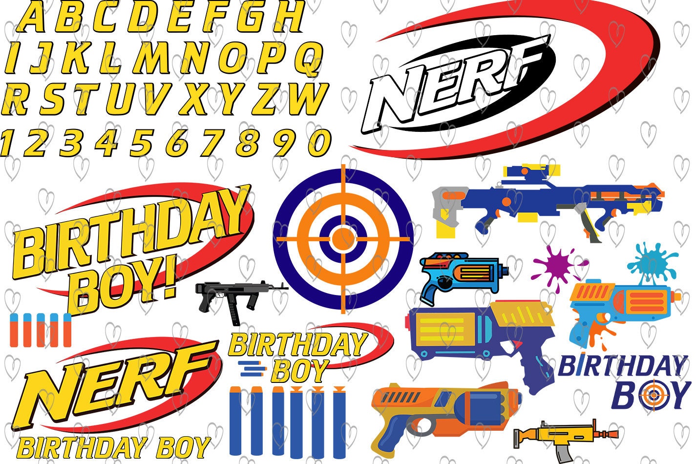 NERF Happy Birthday Bullseye NERF Logo Edible Cake Topper Image