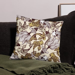 Japanese Koi Pattered Throw Pillow - Three Sizes Available