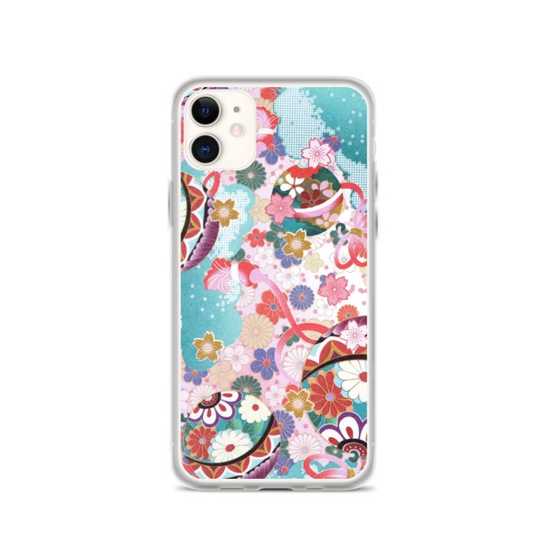 Traditional Japanese Flower Design iPhone Case - Multiple Models Available