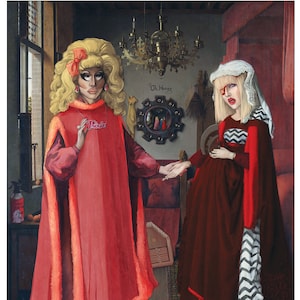Katya Trixie Drag Queen Arnolfini Wedding Portrait Parody Art Print Painting