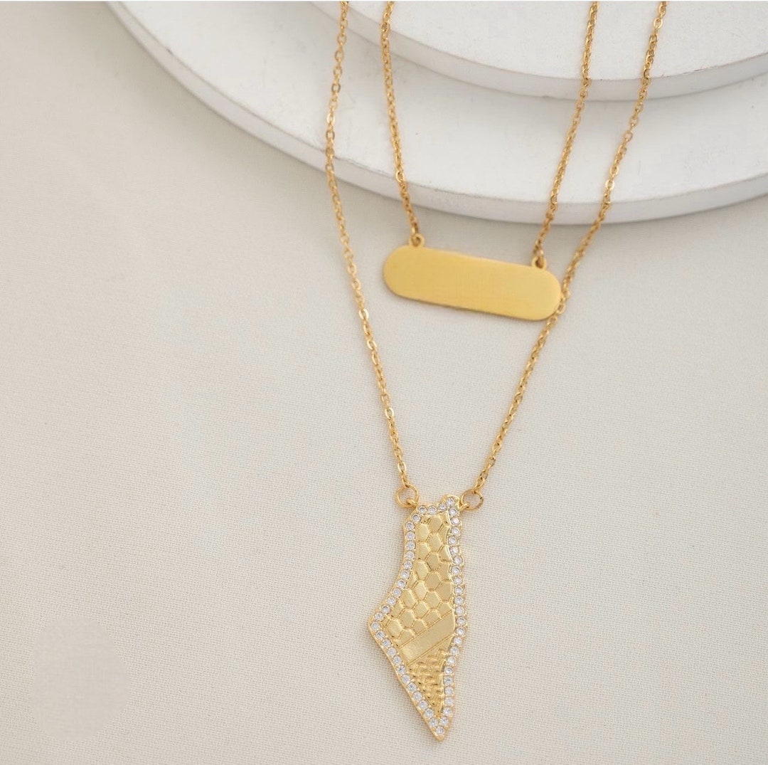 Palestine Map Necklace Palestine Map Necklace Palestinian Accessories