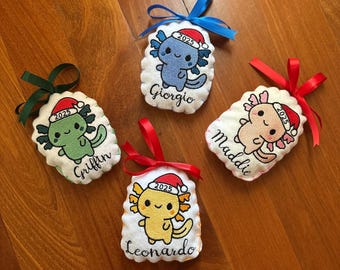 Adorno de fieltro de ajolote personalizado - Regalo para bebé, niño o adulto, Navidad 2025