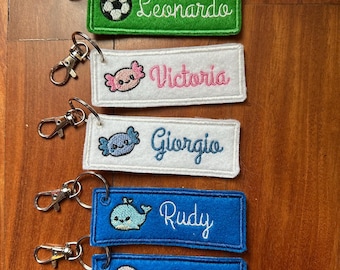 Llavero bordado personalizado: etiqueta para mochila personalizada, diseños