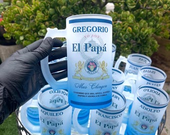 Father’s Day gift frosted beer mug 16oz/tarro cervecero personalizado El papá más chingon / día del padre / regalo