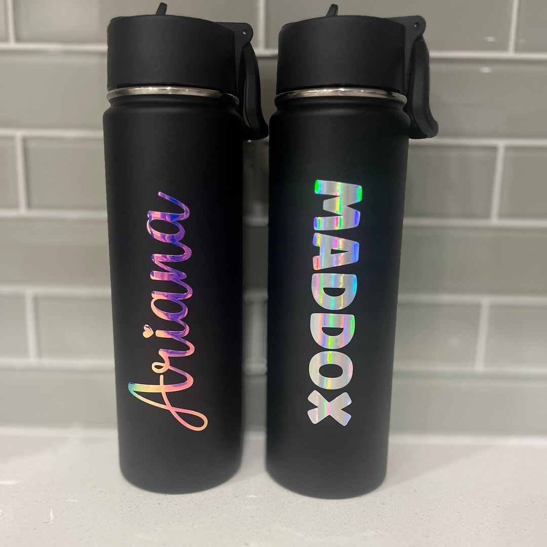 Holographic Name Decal, Back to School Water Bottle Personalized Vinyl ...