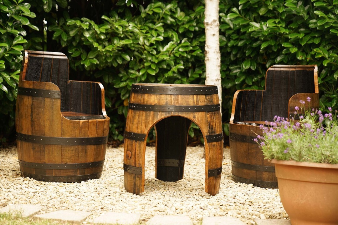 3 Piece Bespoke Barrel Table and Chair Set RAVEN Etsy