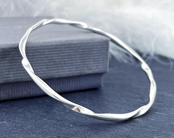 Twisted Sterling Silver Bangle: Organic Twist Collection