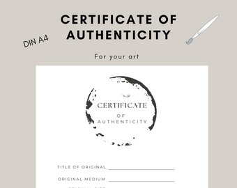 Certificate of authenticity art DINA4 art certificate of authenticity digital black white minimal