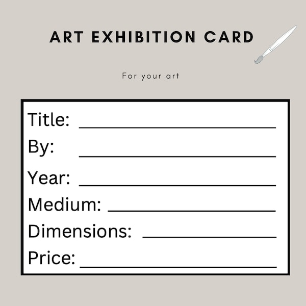 Art Gallery Label Template Etsy Art Gallery Label Template Etsy