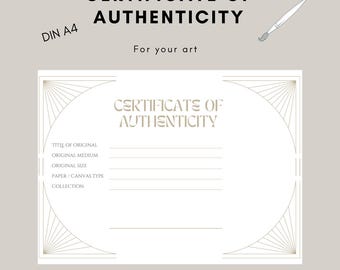 Certificaat van Echtheid Kunstkunstenaar Certificaat