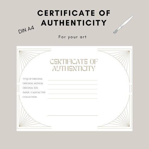 Certificate of Authenticity Art Artist Certificate - Etsy