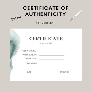 Certificate of Authenticity Art DINA4 Watercolor digital