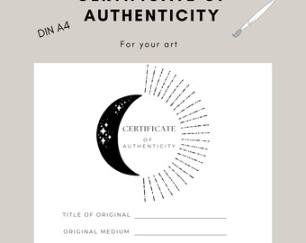 Certificaat van Echtheid Kunsttekening Zwart-Wit DIN A4 Digitaal