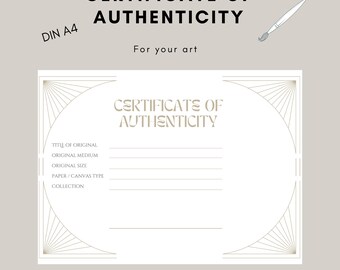 Certificaat van Echtheid Kunstkunstenaar Certificaat